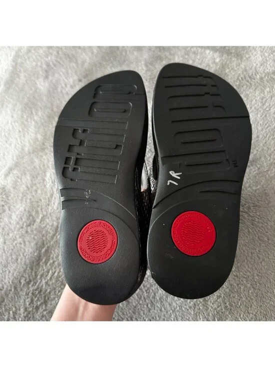 FitFlop Lulu Weave Wedge Sandals Pewter Women's size 7 - Picture 4 of 6